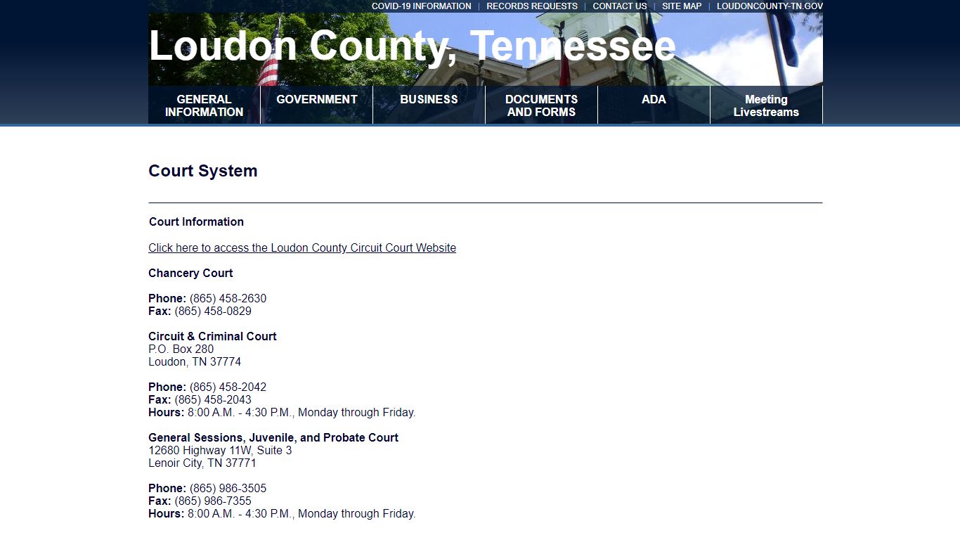 Court System - Loudon County, Tennessee